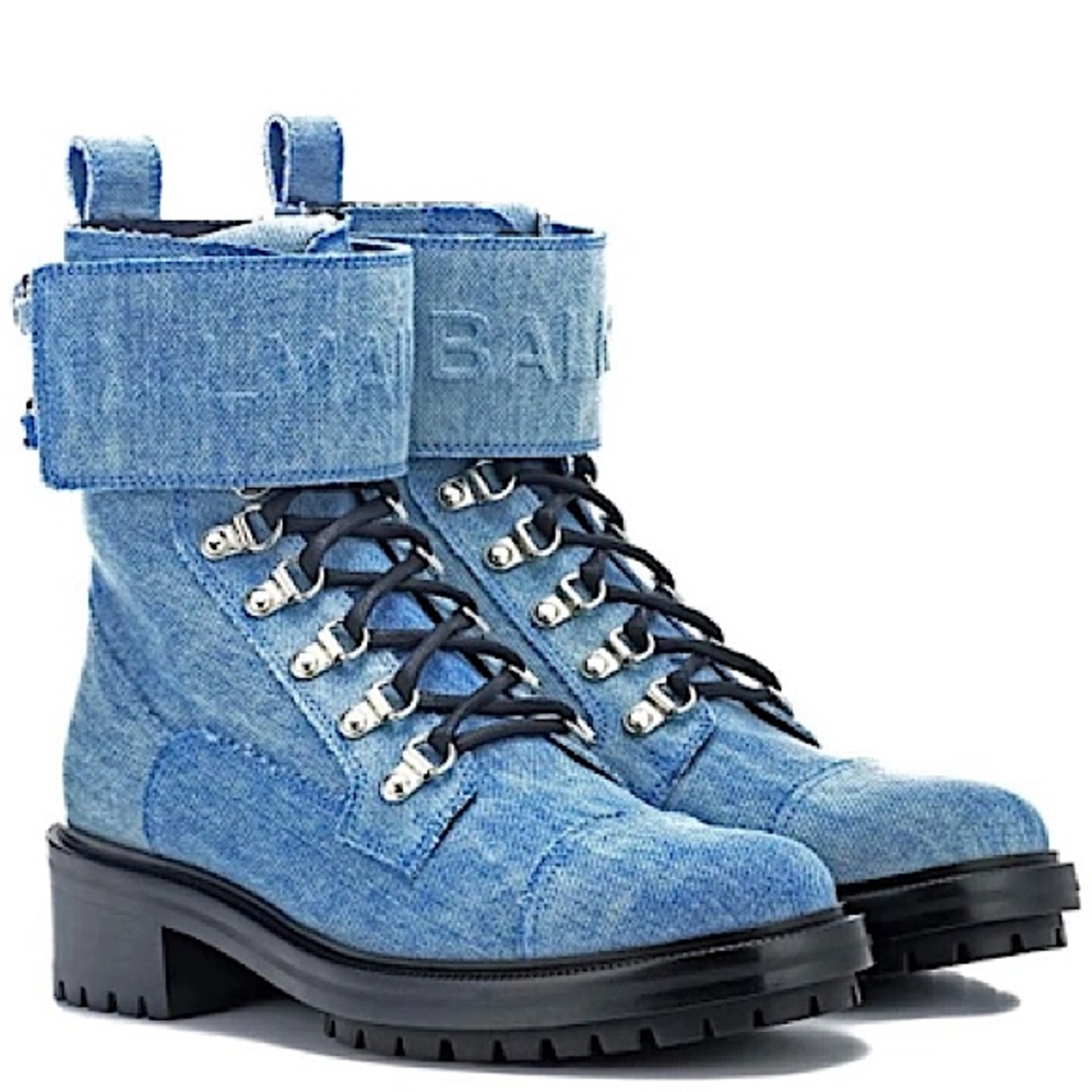 ✨BALMAIN CARTEL DENIM RANGER BOOTS✨ size: 38